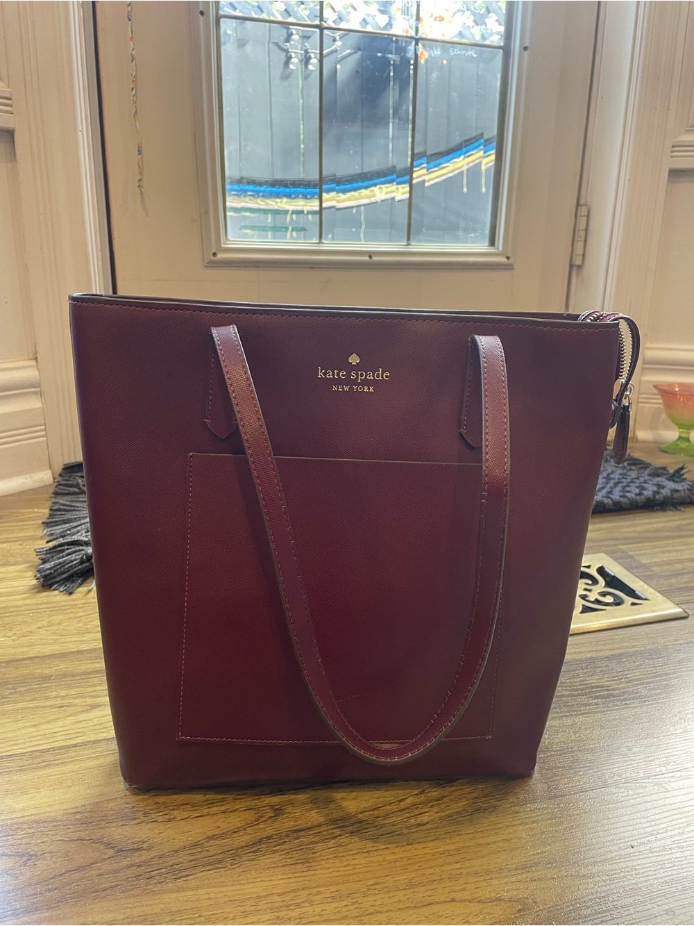 kate spade burgundy Saffiano Tote